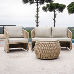 Conjunto Sofá em Corda Náutica e Tricô Náutico