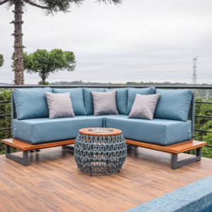 Conjunto Sofá em Corda Náutica e Madeira